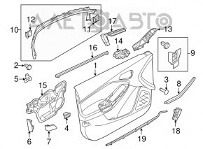 Front left door panel for Ford Focus mk3 11-18, grey with black insert