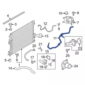 Cooling pipe return tank-head Ford Edge 15- 2.0T