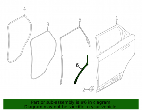 The door seal, side rear left rear Land Rover Range Rover Velar 18-23, tears in fasteners, worn