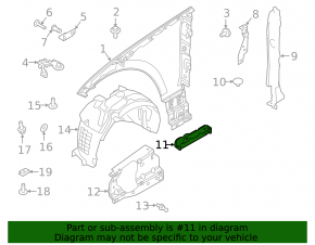 Bracket for the lower wing trim of the front right Land Rover Range Rover Velar 21-23