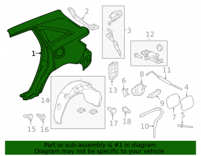 Quarter wing rear left Acura MDX 14-20