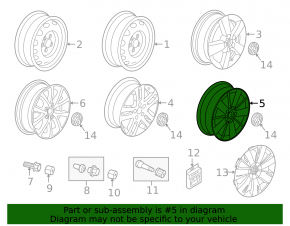 Wheel disk R16 VW Jetta 11-18 USA type 4 light curb