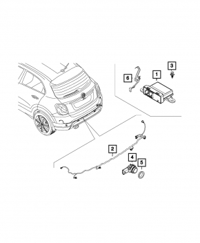 Wiring Rear Bumper Fiat 500X 16-22 w/o BSM