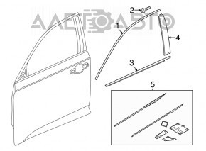 Upper door molding front left Honda Accord 18-20 chrome