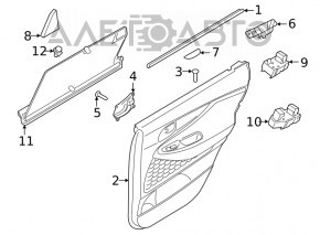 Door plug, triangle, inner, rear left, Hyundai Santa FE 19-23, black, scratched