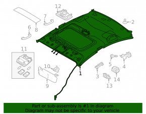 Kia Forte 4d 14-16 pre-rest ceiling trim for sunroof