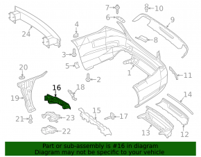 Right rear bumper bracket Mercedes S-class W222 14-20