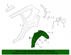 Rear right mudguard Ford Escape MK3 13-