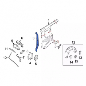 Right headlight trim for Ford Transit Connect MK2 13-23, two-wing