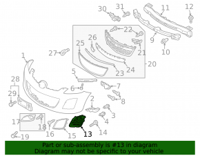 Right front bumper grille Mazda CX-7 10-12 under fog lights