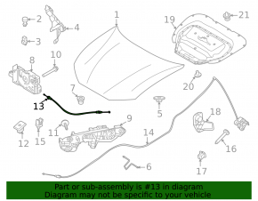 Hood Release Cable Front Ford Mustang Mach-E 21-23